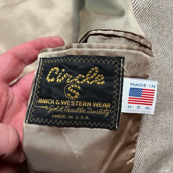 VINTAGE 70s Western Blazer Size 44R Faux Suede Yoked Circle S Sport Coat - Picture 6 of 8